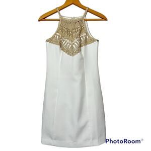 Lilly Pulitzer halter shift dress white and gold size 2